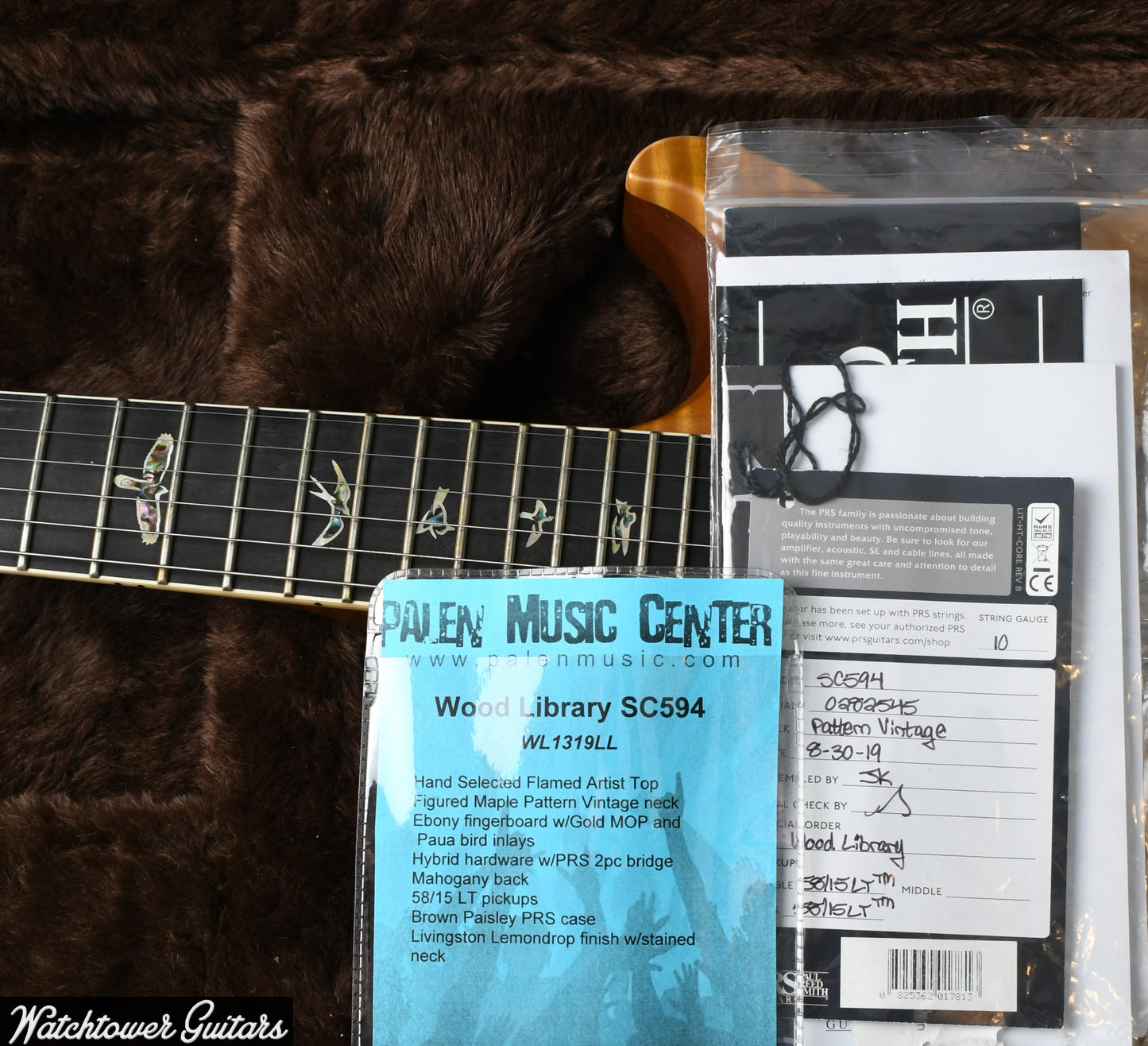2019 PRS McCarty Singlecut 594 Artist Wood Library Livingston Lemon & Ebony Board/Maple Neck