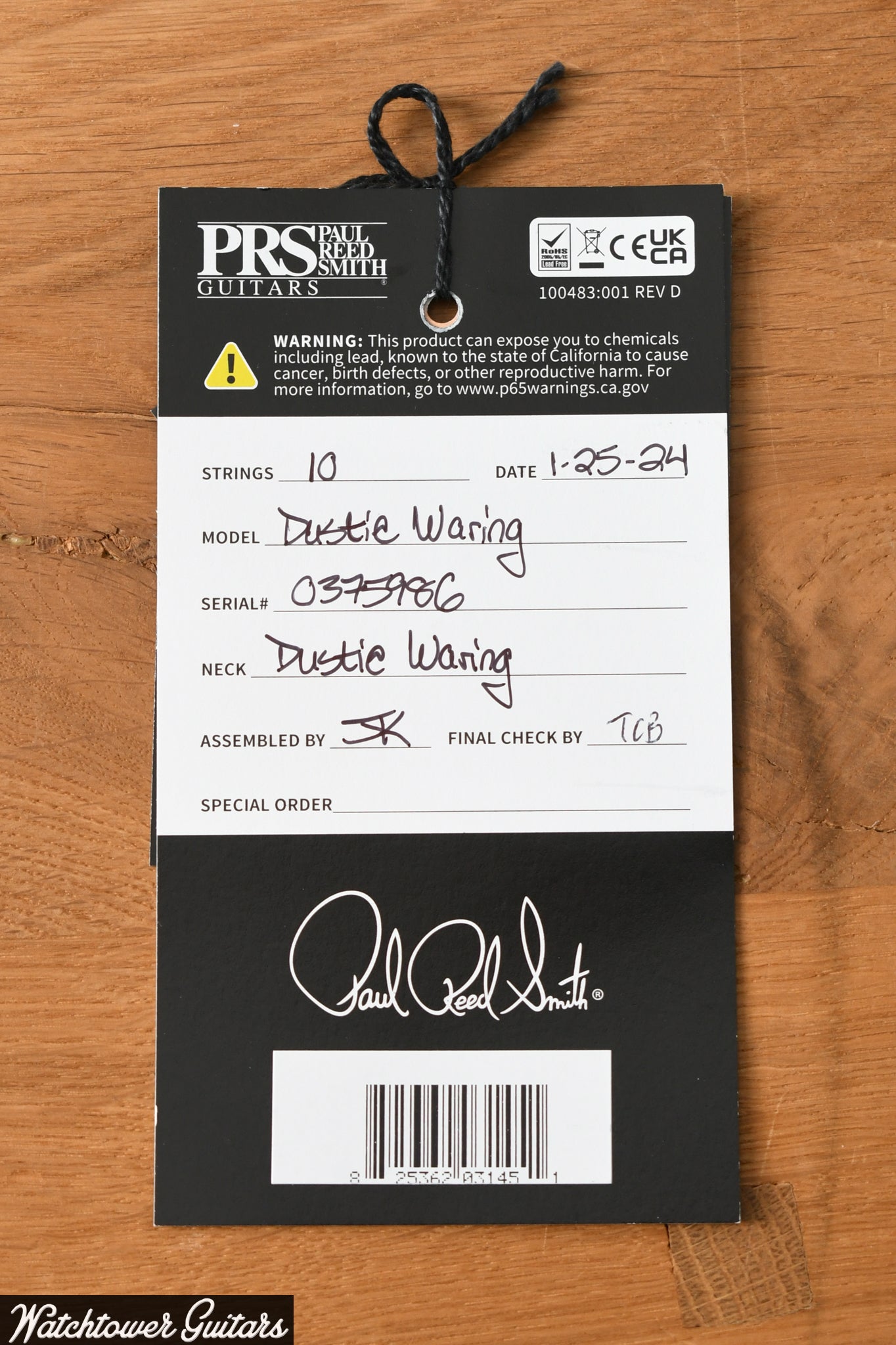 Paul Reed Smith PRS Dustie Waring CE 24 Floyd Satin Waring Burst