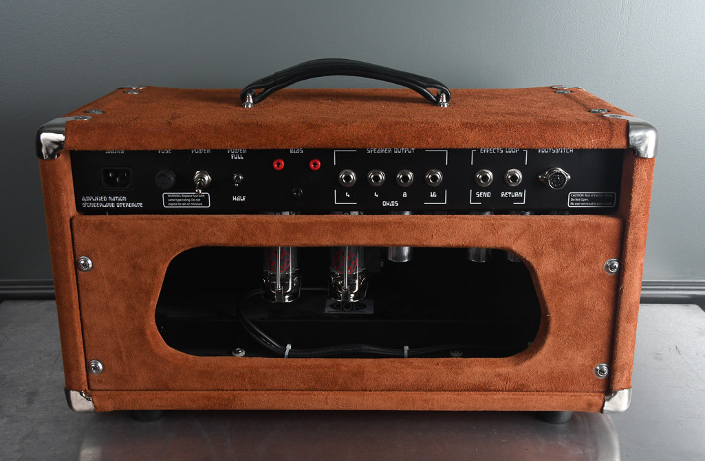 2019 Amplified Nation Wonderland Overdrive 50 Watt Head Tobacco Suede