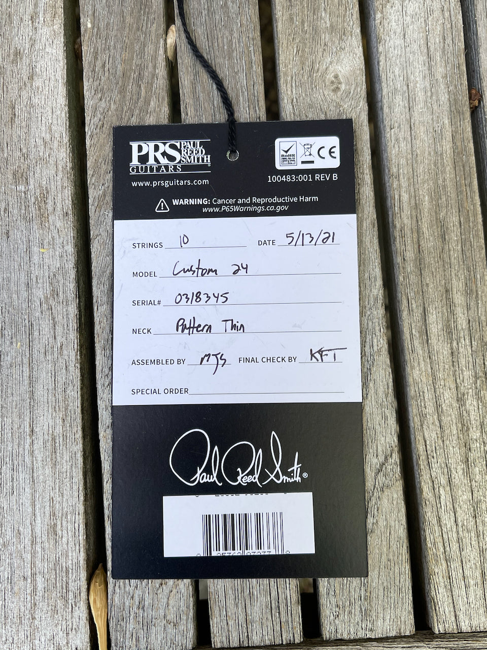 Paul Reed Smith PRS Custom 24 *Custom Color* Black Sunburst