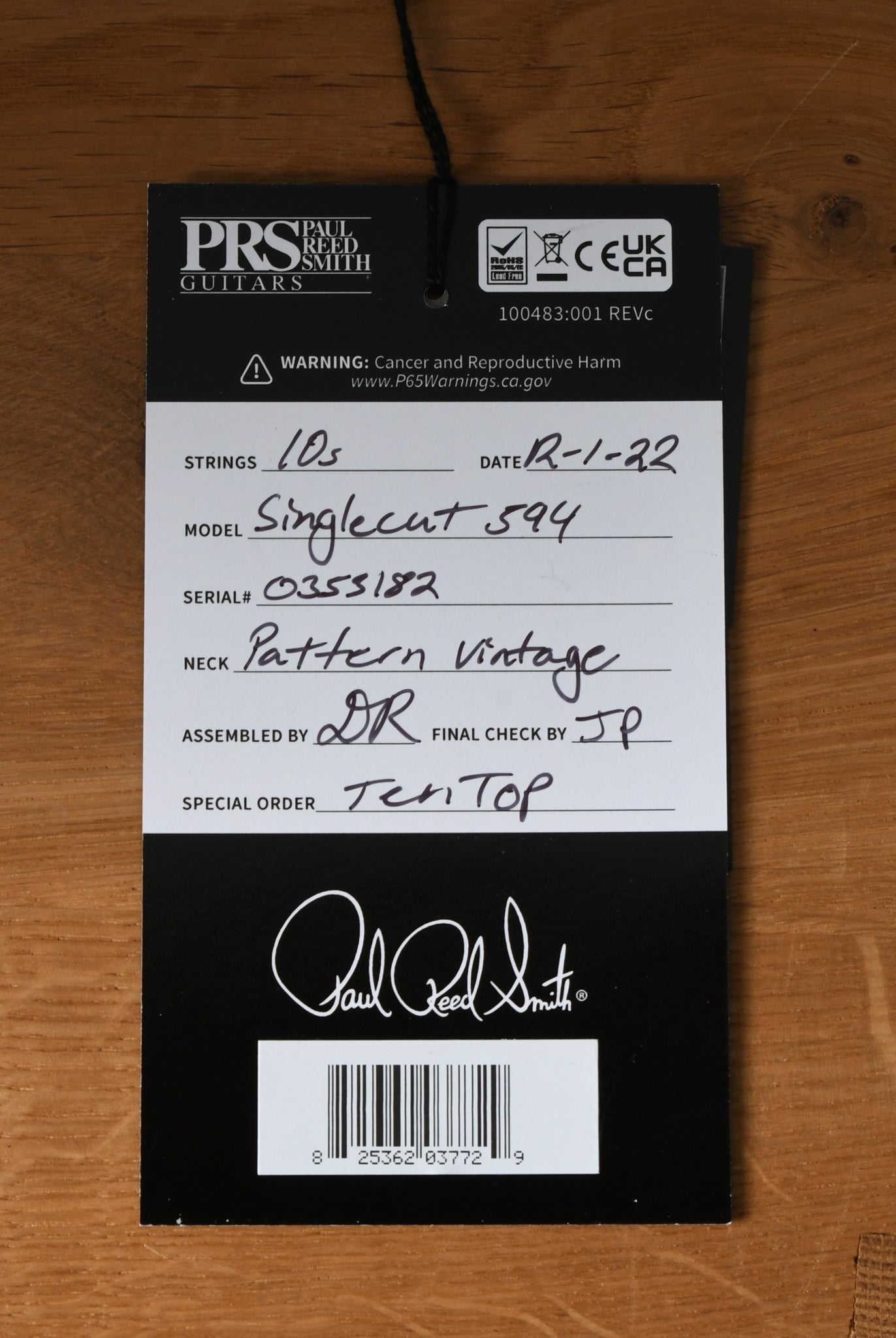 Paul Reed Smith PRS McCarty Singlecut 594 10 Top Dark Cherry Sunburst