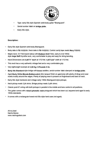 NEW Nacho Blackguard #1941 Extra Heavy Aged