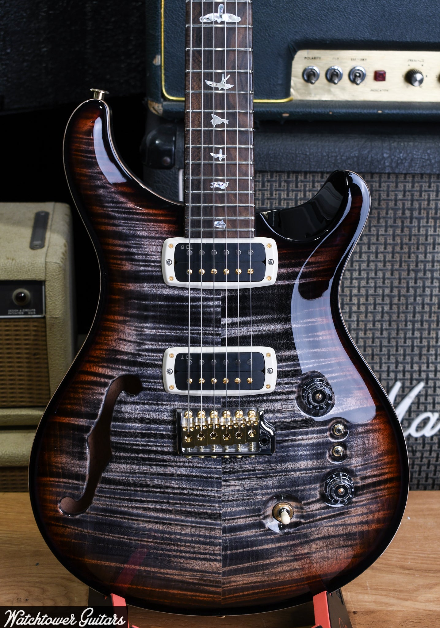 Paul Reed Smith PRS 40th Anniversary Custom 24-08 Semi Hollow Limited Edition Charcoal Tri-Color Burst