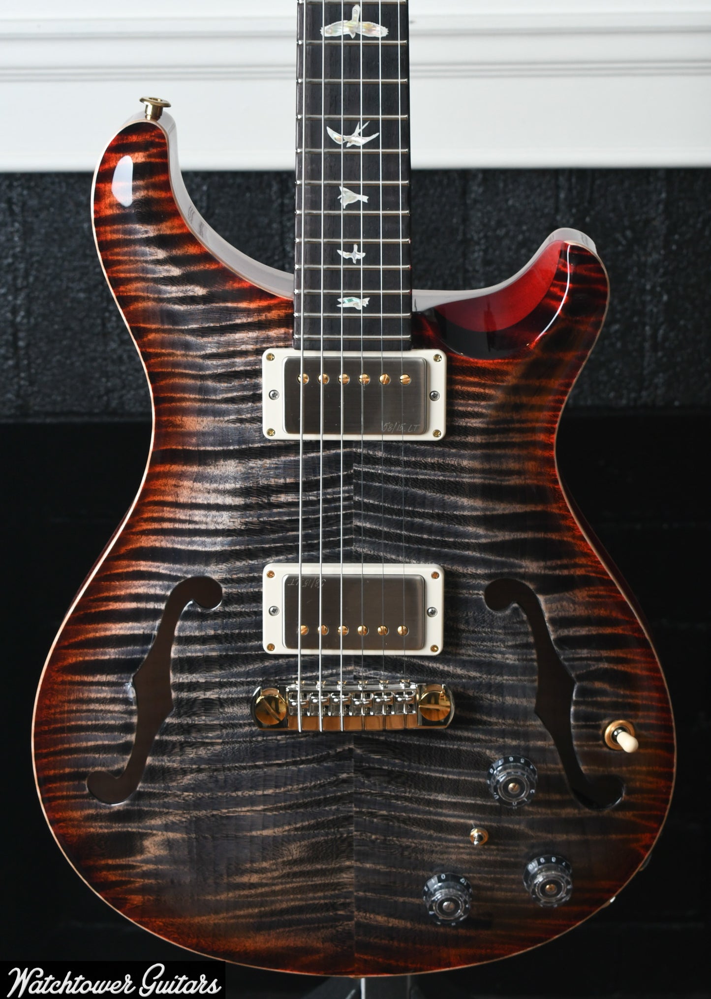 Paul Reed Smith PRS Hollowbody II Piezo 10 Top Charcoal Cherry Burst Serial #0371210