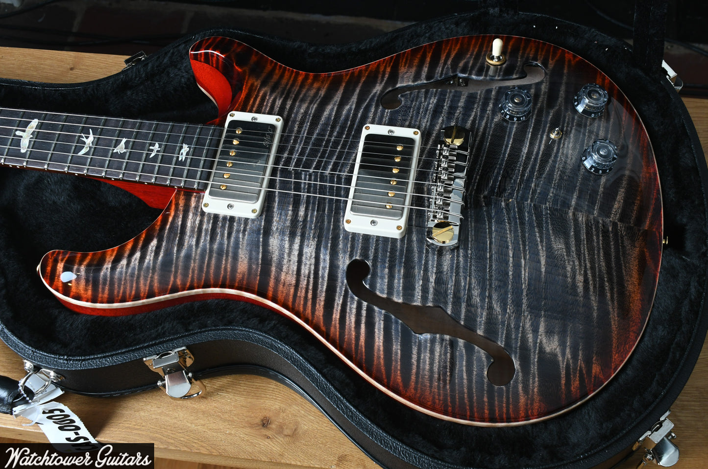 Paul Reed Smith PRS Hollowbody II Piezo 10 Top Charcoal Cherry Burst Serial #0371210