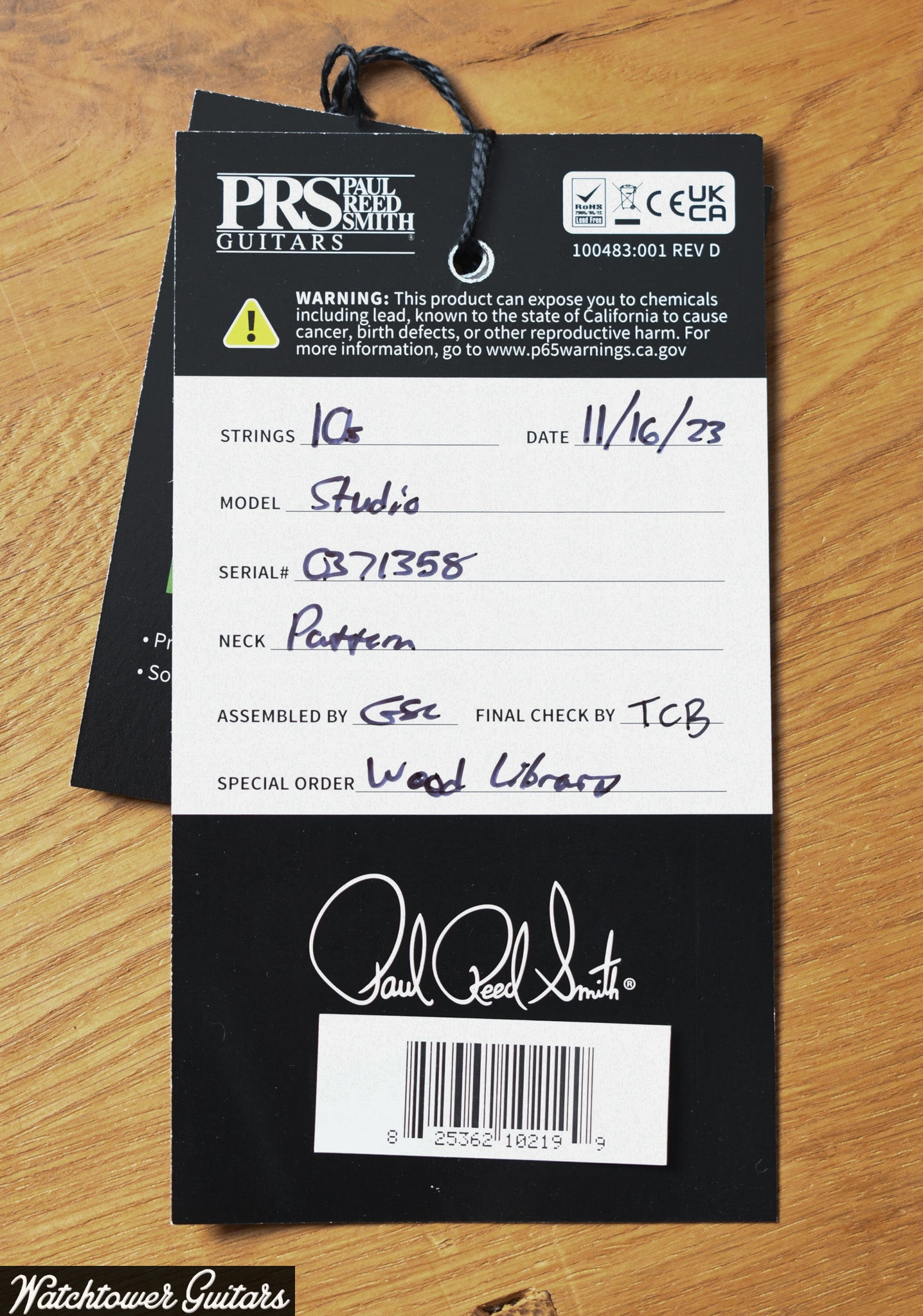 Paul Reed Smith PRS Studio Wood Library 10 Top, Brazilian Board, Korina, Aquableux Purple Burst