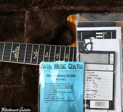 2019 PRS McCarty Singlecut 594 Artist Wood Library Livingston Lemon & Ebony Board/Maple Neck