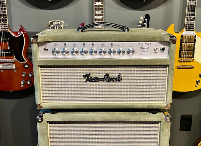 2023 Two Rock Classic Reverb Signature 100/50 Watt Head & 2x12 Cabinet Moss Green Suede with Vintage Beige Grill