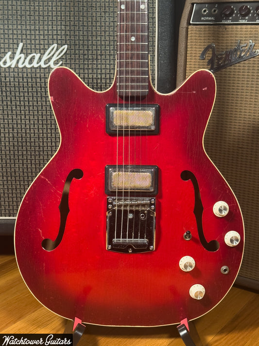 1968 Supro Clermont S667 Vintage Electric Hollowbody Guitar Red Valco