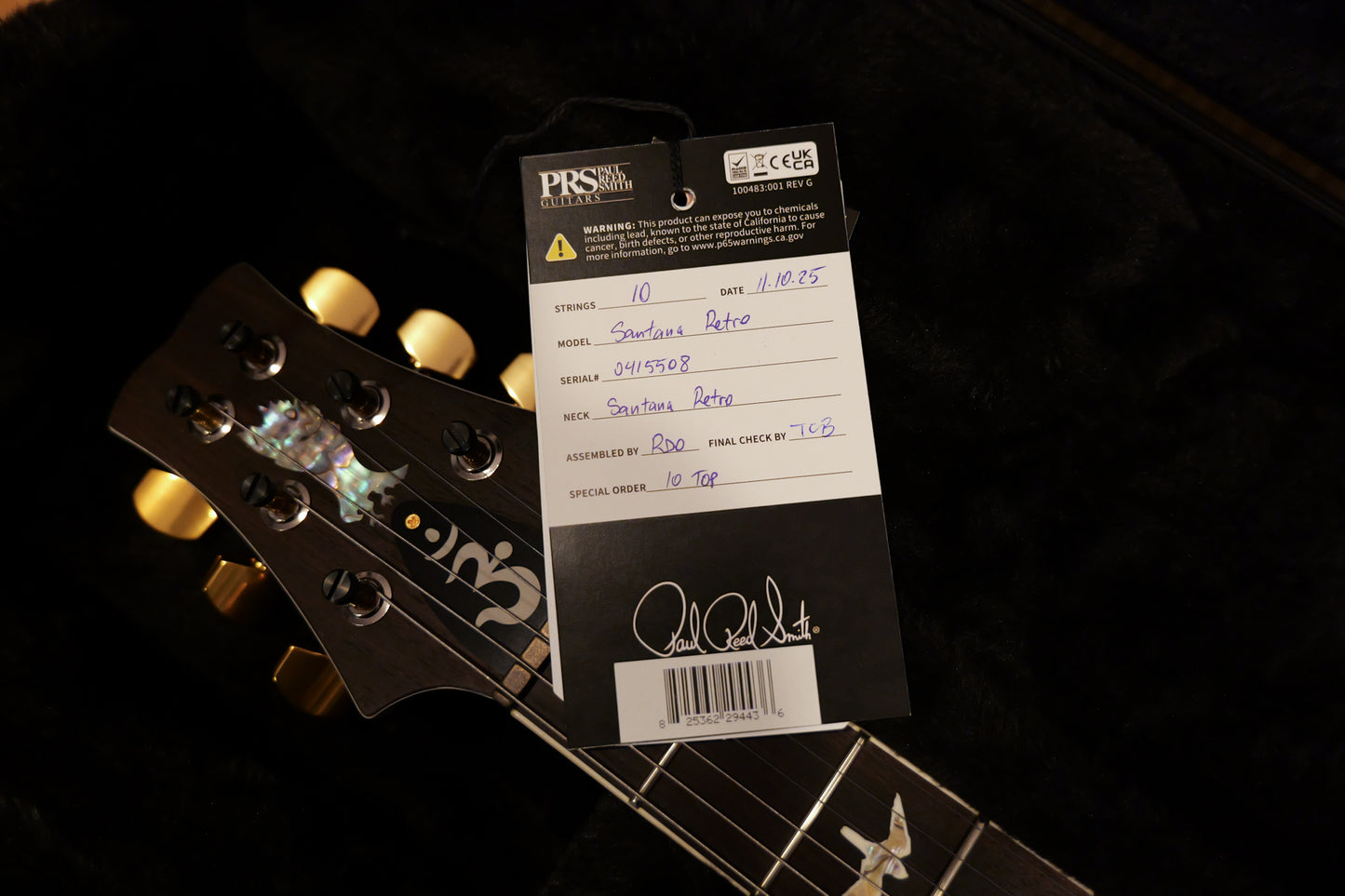 Paul Reed Smith PRS Santana Retro 10 Top Sprayer's Choice River Blue With Pearl White Back