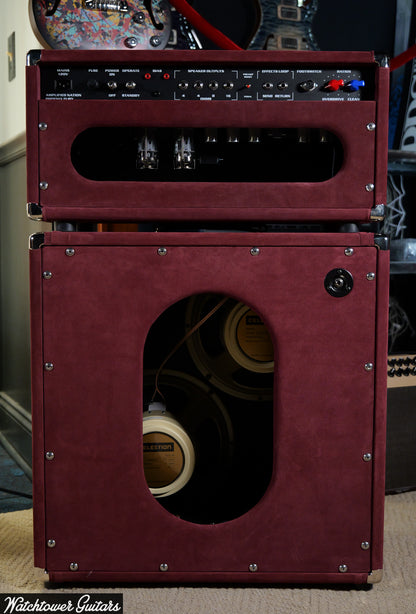 2025 Amplified Nation Phoenix Fury 50 Watt Head & 2x12 Cabinet Burgundy Suede/Mad Hatter Grill