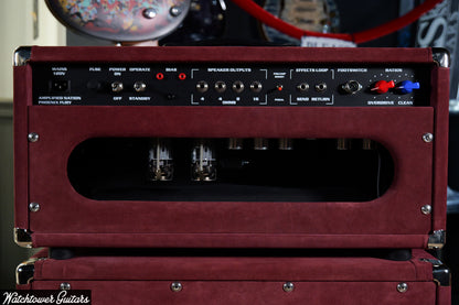 2025 Amplified Nation Phoenix Fury 50 Watt Head & 2x12 Cabinet Burgundy Suede/Mad Hatter Grill