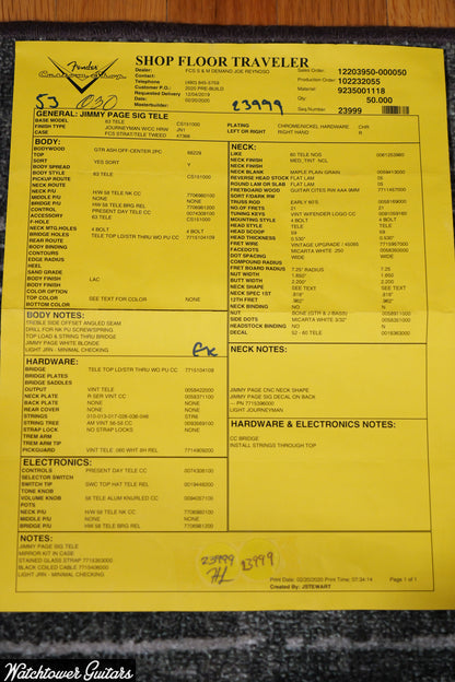 2020 Fender Custom Shop Jimmy Page Mirrored 1959 Telecaster White Blonde