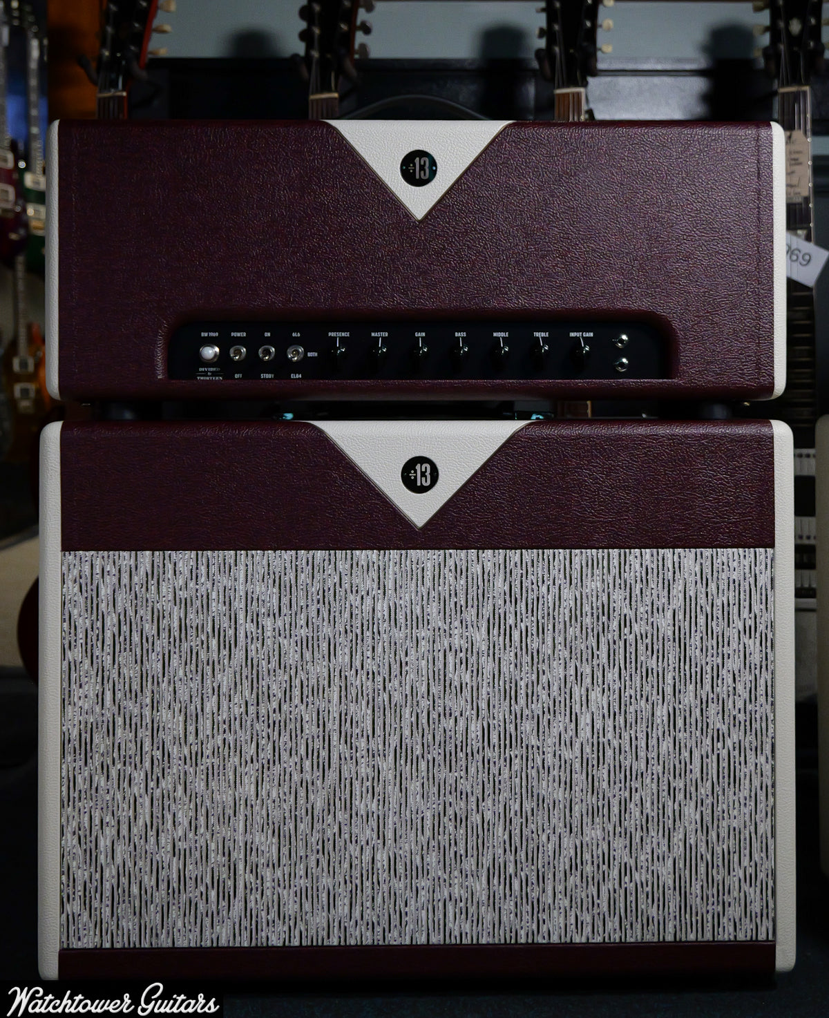 Divided by 13 Butch Walker Signature BW 1969 Head & 2x12F Speaker Cabinet *Custom Color* Vintage Bordeaux/White