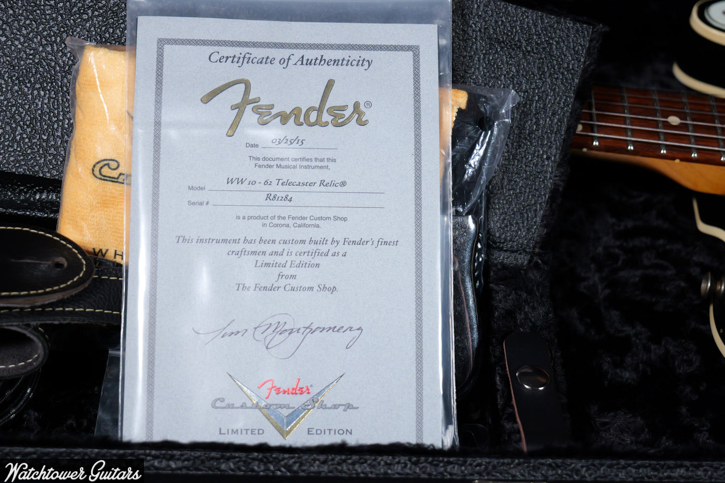 2015 Fender Custom Shop Wildwood 10 '62 Telecaster Custom Black Josefina Hand Wound