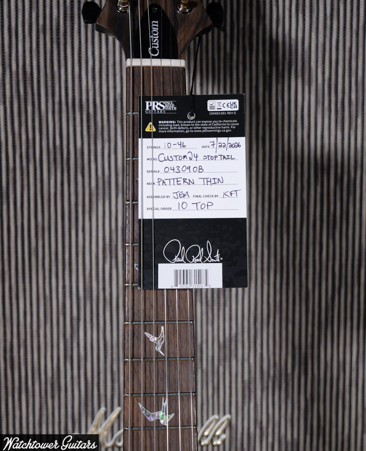 Paul Reed Smith PRS Custom 24 Stoptail Wood Library Faded Whale Blue