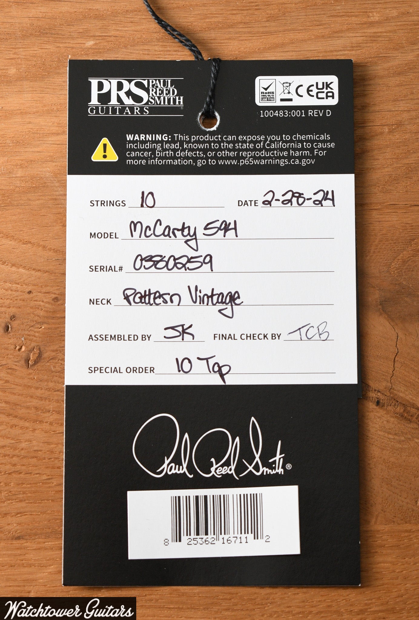 2024 Paul Reed Smith PRS McCarty 594 10 Top Dark Cherry Sunburst