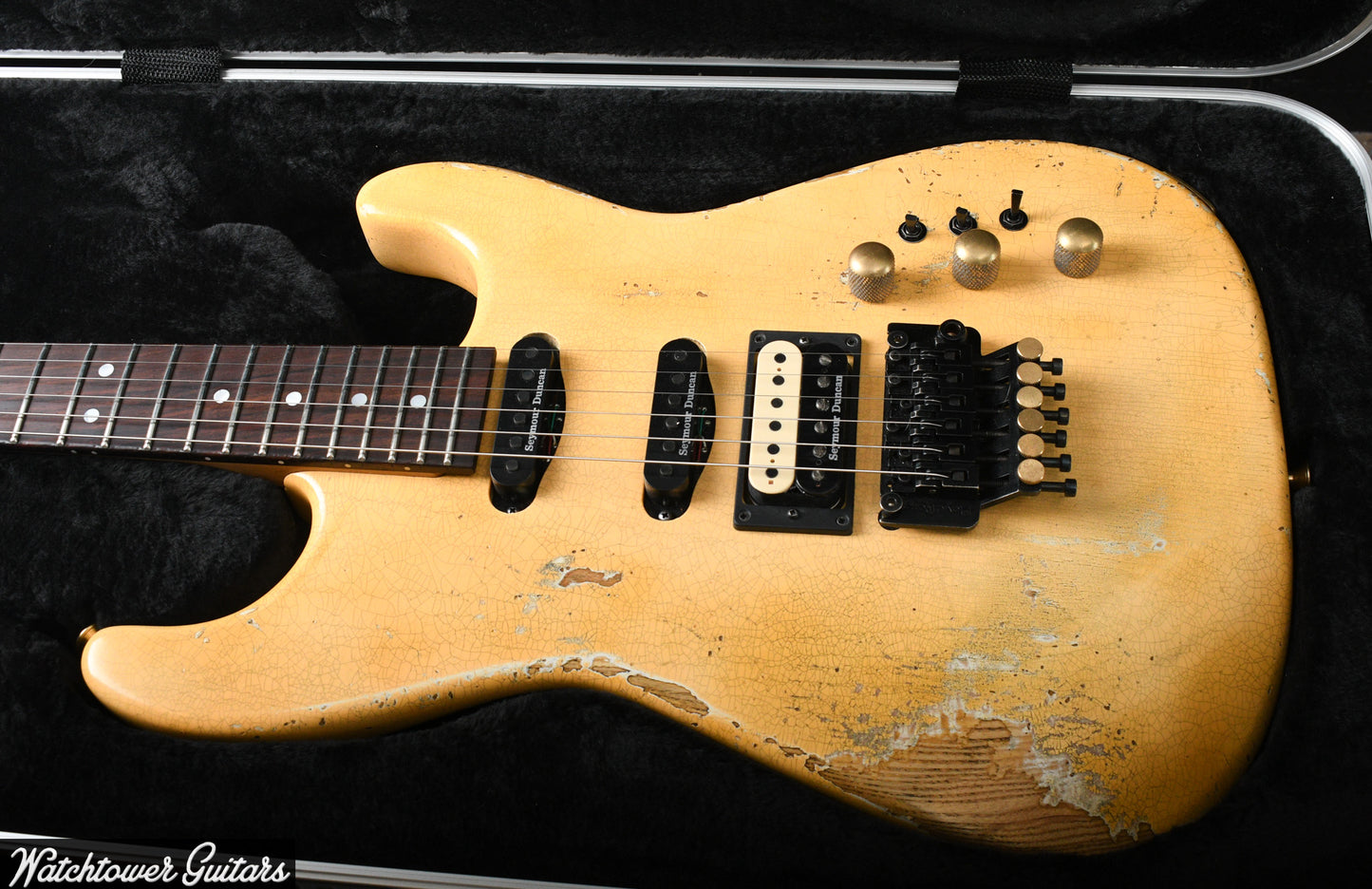 2023 Charvel USA Custom Shop San Dimas HSS Heavy Relic Brazilian Vanilla Shake
