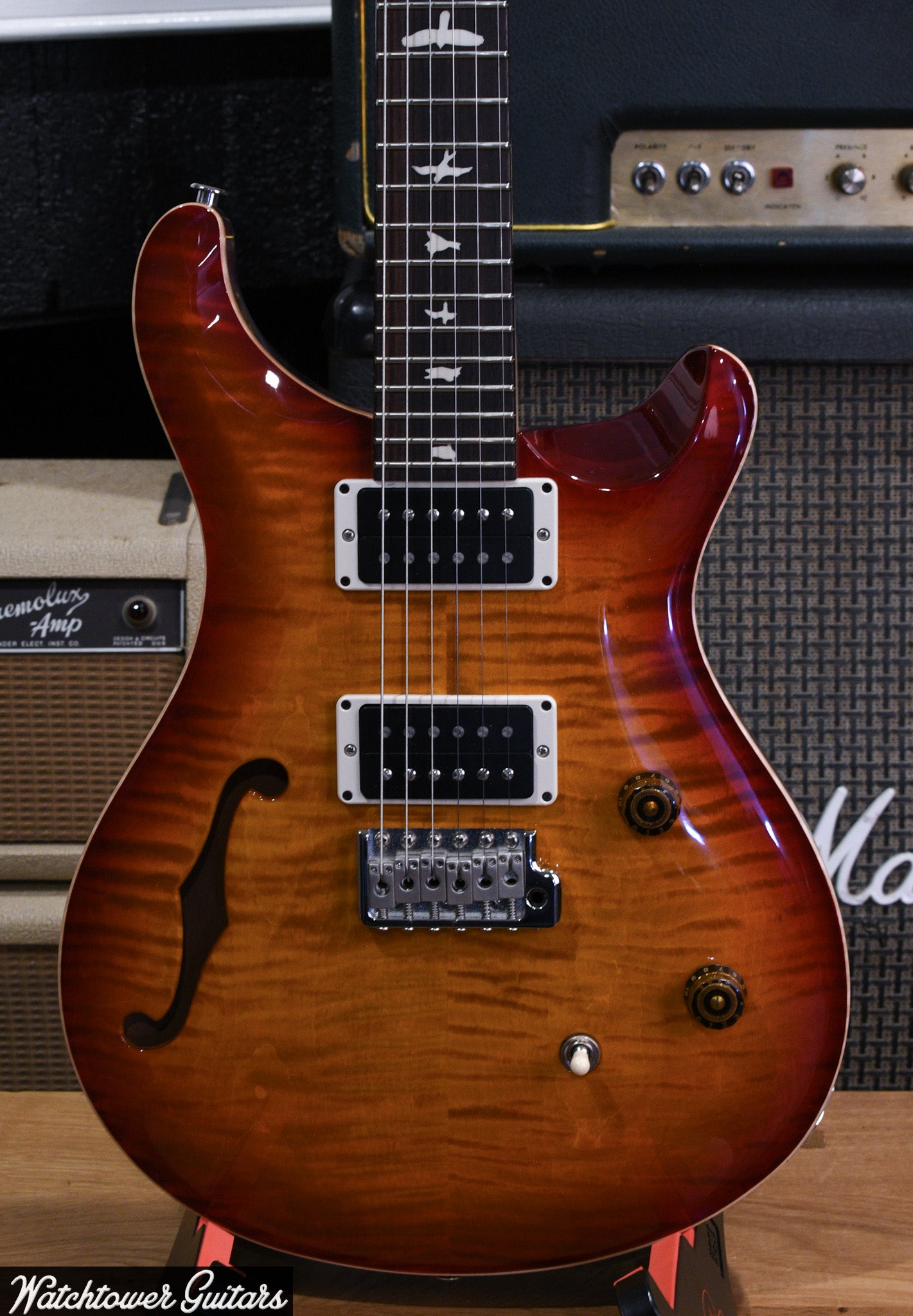 2021 Paul Reed Smith PRS CE 24 Semi Hollow Dark Cherryburst