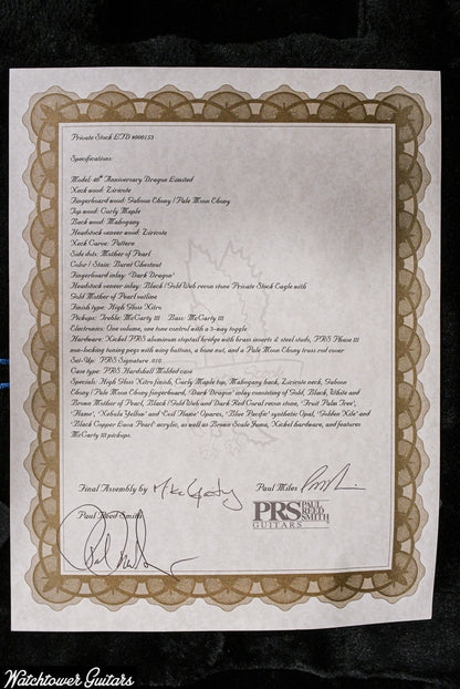 Paul Reed Smith PRS Private Stock 40th Anniversary Dragon Chestnut
