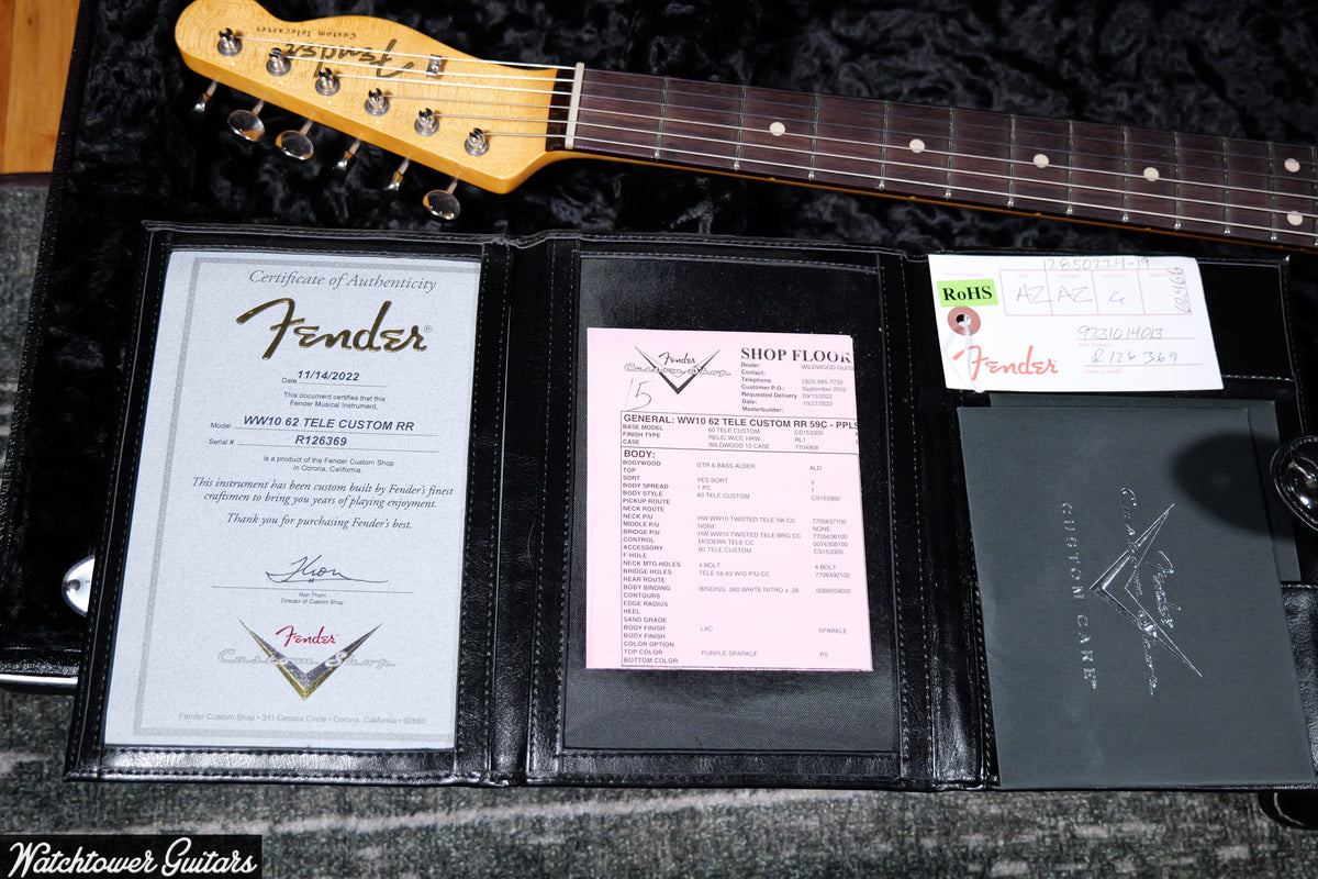 2022 Fender Custom Shop '62 Telecaster Custom Wildwood 10 Purple Sparkle