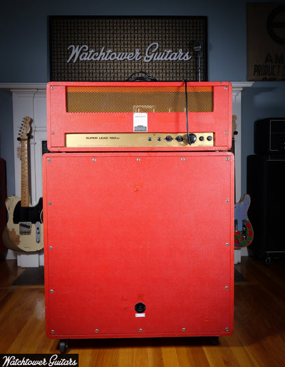 1969 Marshall Super Lead 100W Custom Color Red Original Rare with 4X12 Celestion Greenback Cabinet