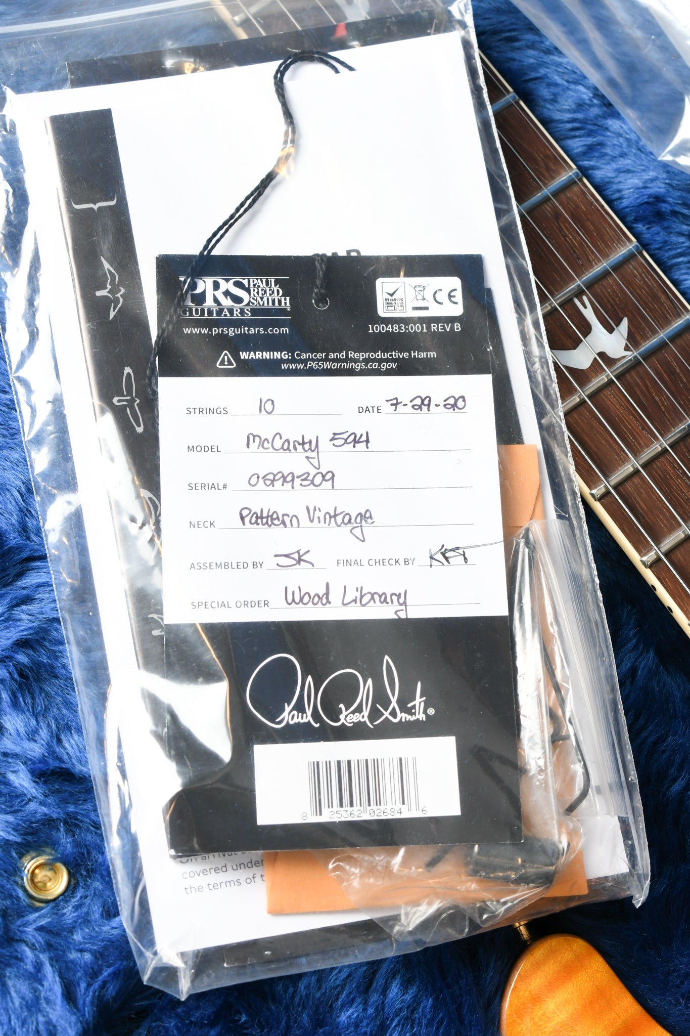 2020 PRS McCarty 594 Wood Library Vintage Yellow & Brazilian Board/Rosewood Neck