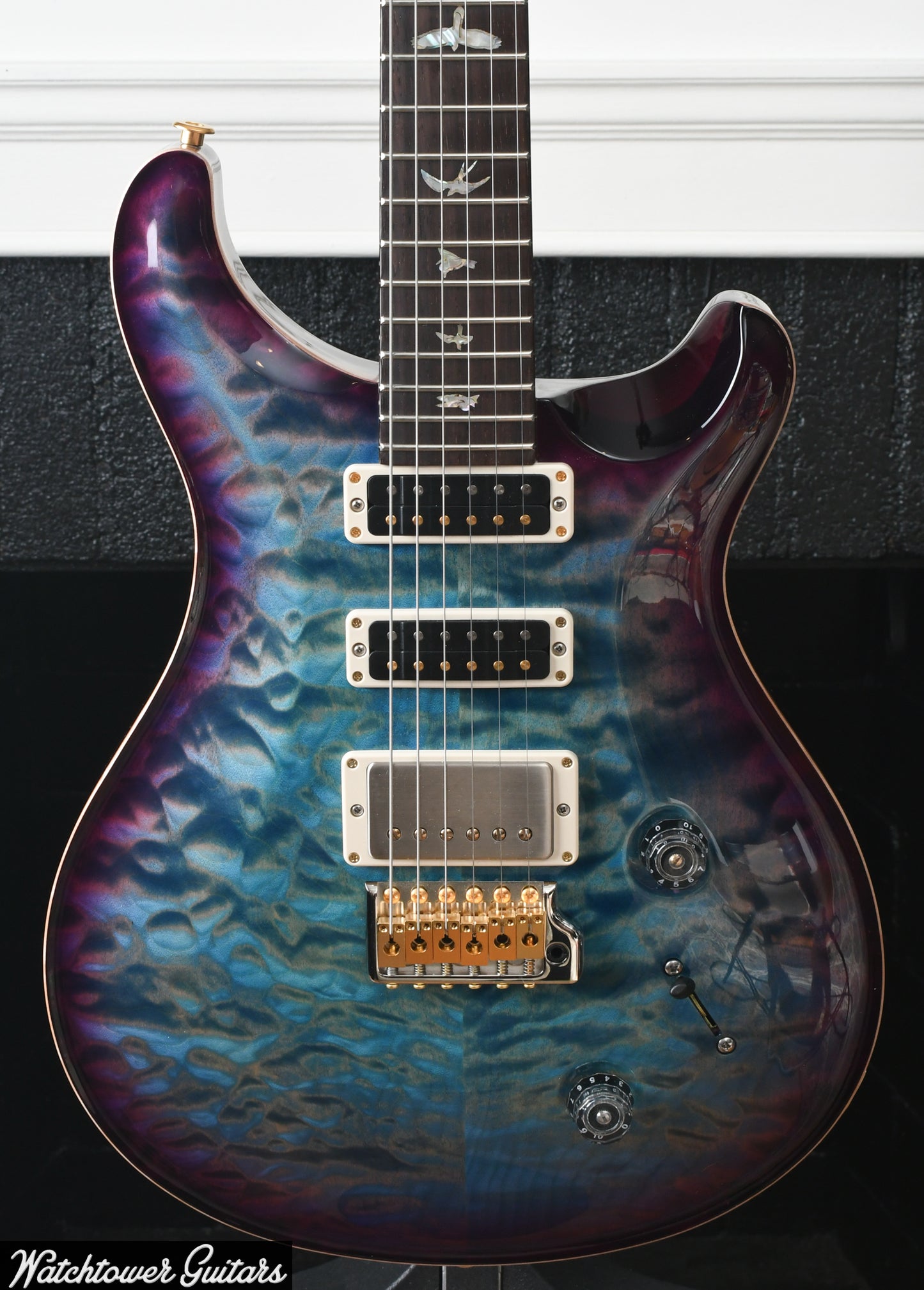 Paul Reed Smith PRS Studio Wood Library 10 Top Quilt, Brazilian Board, Korina, Aquableux Purple Burst Serial#0374256