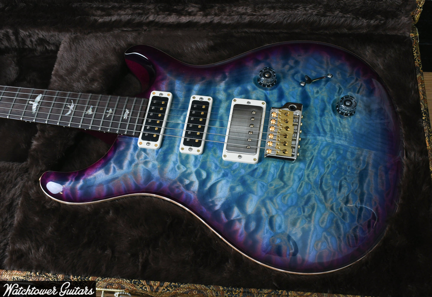 Paul Reed Smith PRS Studio Wood Library 10 Top Quilt, Brazilian Board, Korina, Aquableux Purple Burst Serial#0374256