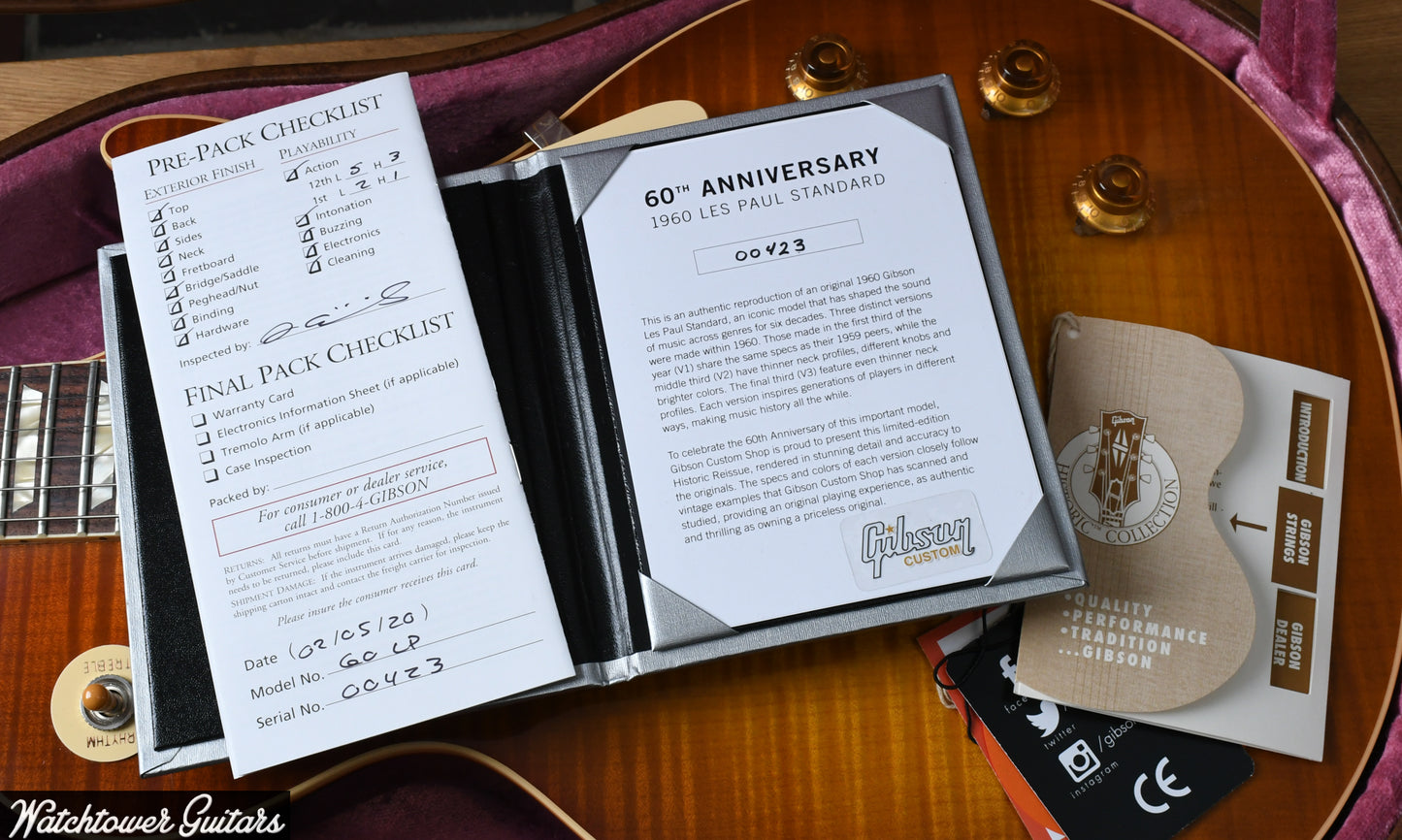 2020 Gibson 60th Anniversary Les Paul V1 1960 R0 Reissue Antiquity Burst