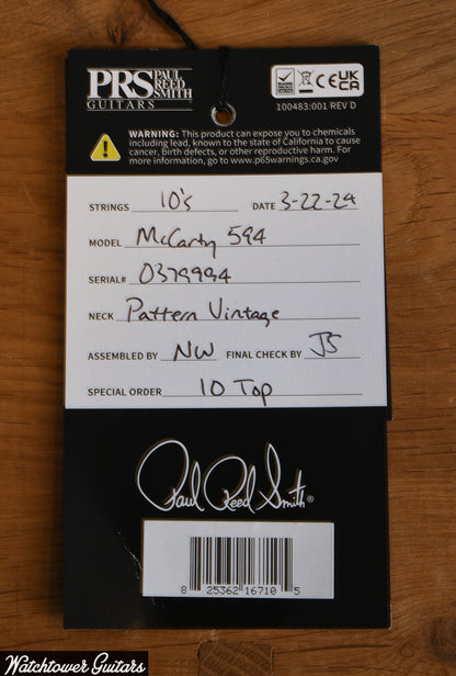 2024 Paul Reed Smith PRS McCarty 594 10 Top Charcoal Burst