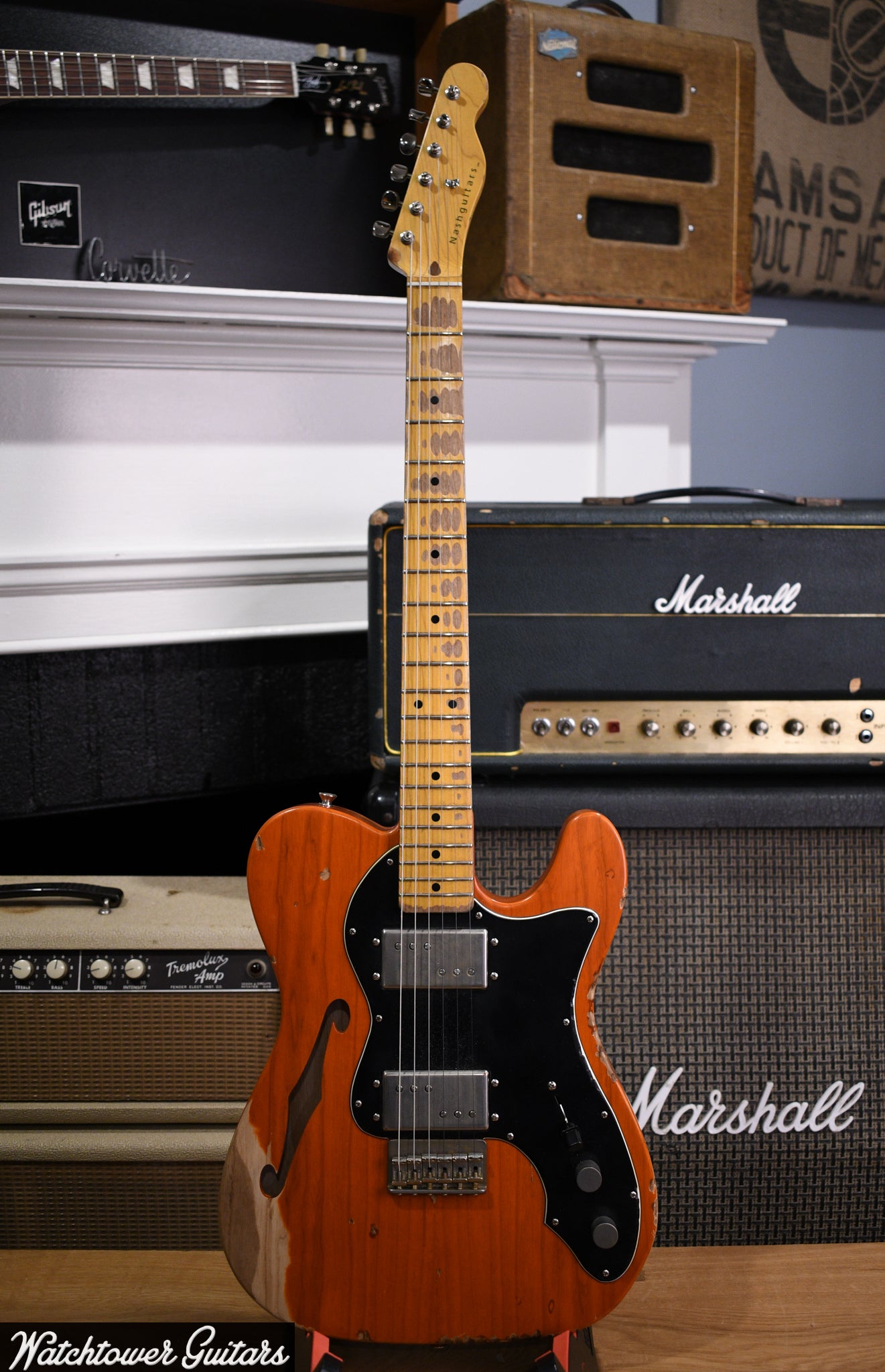 2021 Nash Telecaster T-72 Thinline Trans Orange Lollar Pickups
