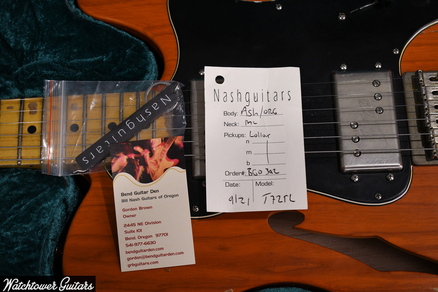 2021 Nash Telecaster T-72 Thinline Trans Orange Lollar Pickups