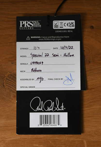 2022 Paul Reed Smith PRS Special Semi Hollow Black
