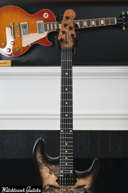Ernie Ball Music Man Jason Richardson Cutlass Natural Buckeye Burl, Black Burst