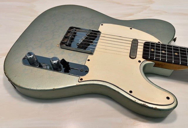 NEW Danocaster Single Cut Ice Blue Metallic over Inca Silver Lace !