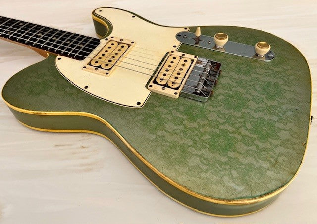 NEW Danocaster Mongrel Lace Green over Ice Blue Metallic