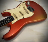NEW Danocaster Double Cut Faded Candy Apple Red, Celantano pickups!