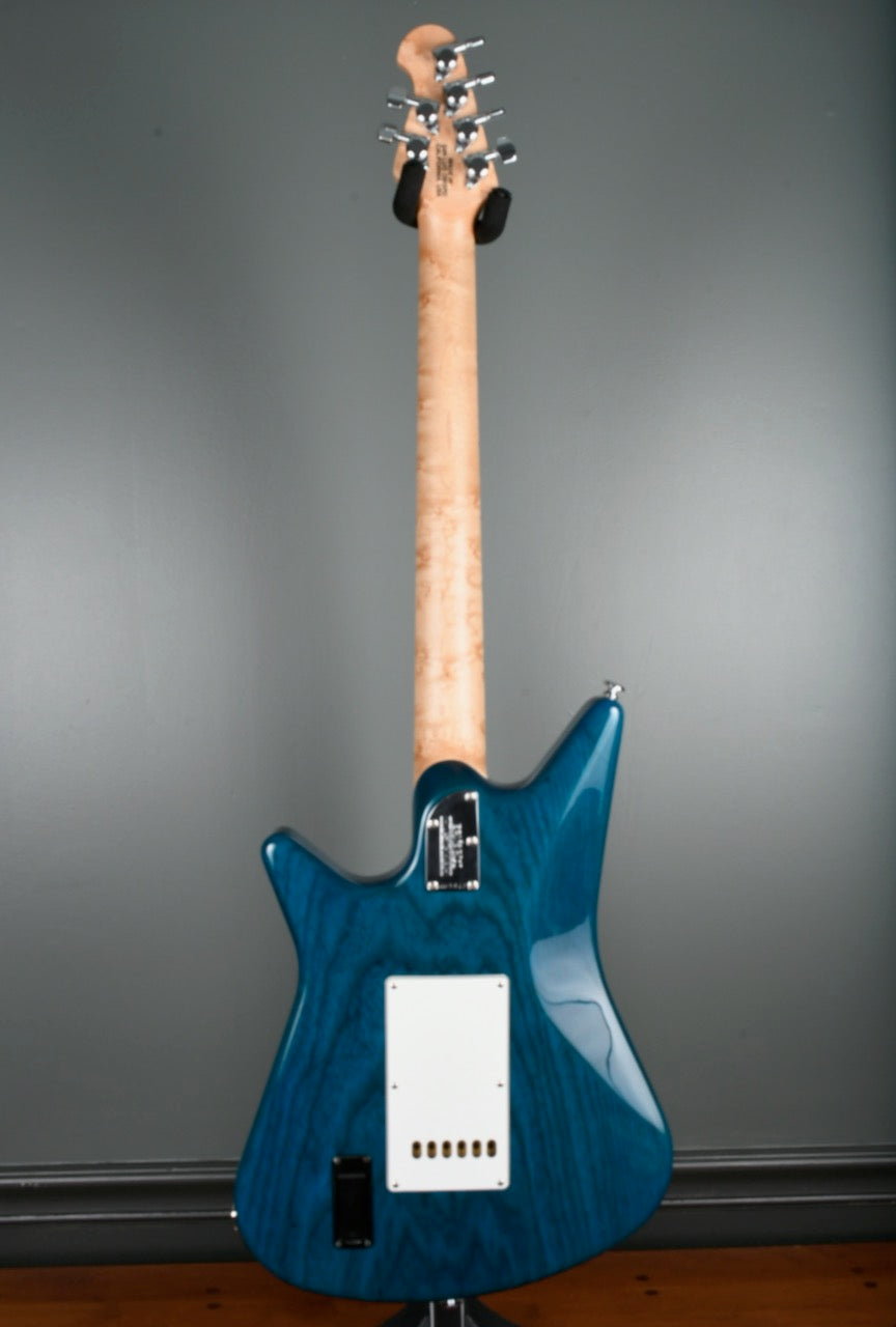 2011 Ernie Ball Music Man Albert SSS Tremolo Transparent Blue