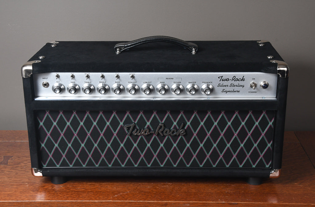 2019 Two Rock Silver Sterling Signature 100 Watt Head Black Suede Vox Grill