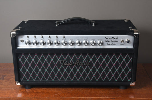 2019 Two Rock Silver Sterling Signature 100 Watt Head Black Suede Vox Grill