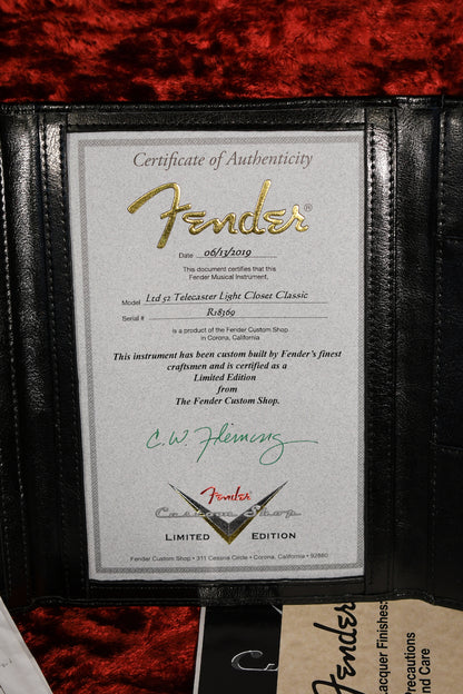 2019 Fender Custom Shop LTD 52 Telecaster Light Closet Classic Blonde