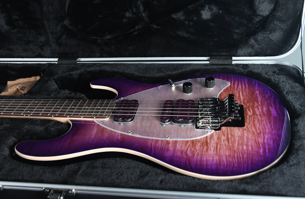 2019 Ernie Ball Music Man SM-Y2D Steve Morse Purple Sunset Quilt w / Matching Headstock