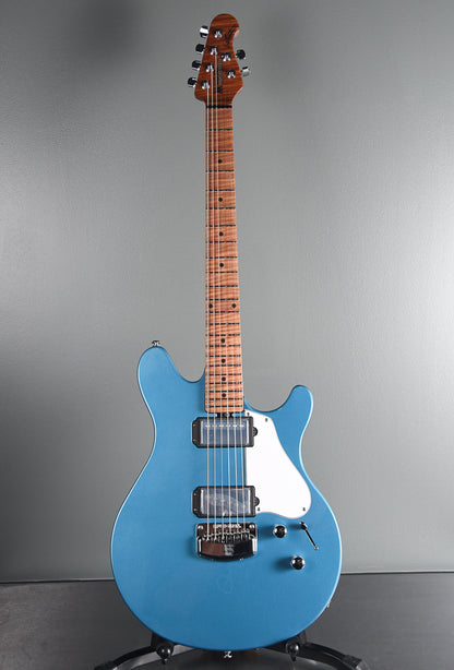 2019 Ernie Ball Music Man James Valentine Signature Guitar, Roasted Maple Neck. Toluca Blue