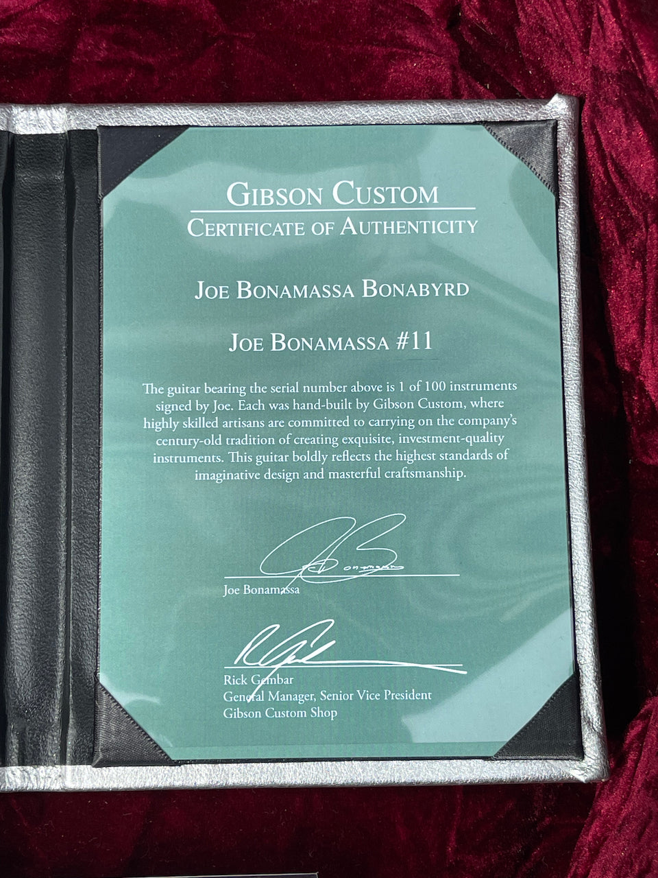 2015 Gibson Les Paul Bonamassa Bonabyrd #11 Pelham Blue Signed