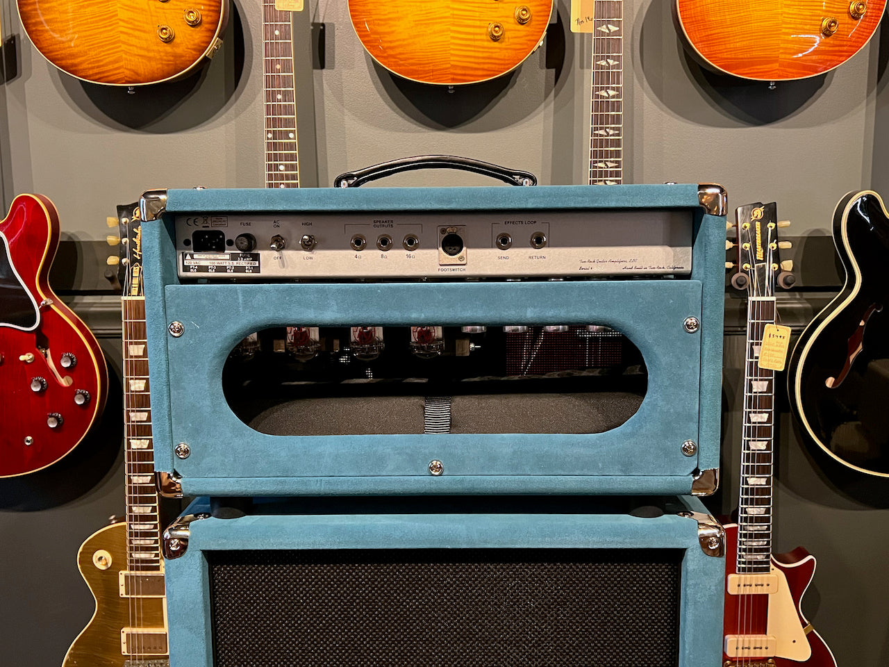 Two Rock Classic Reverb 100/50 Watt Head & 2x12 Set Medium Blue Suede