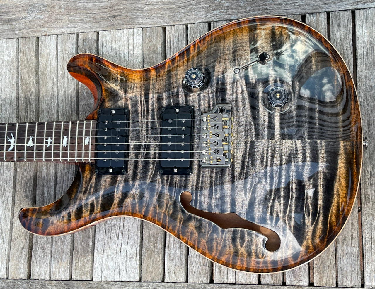 2020 Paul Reed Smith PRS Wood Library Custom 24 Semi Hollow Burnt Maple Leaf