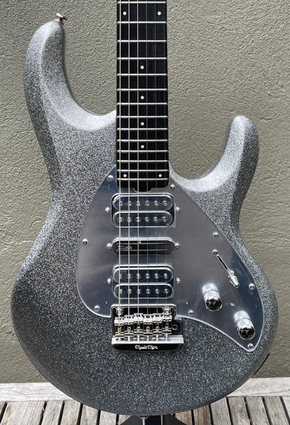 2020 Ernie Ball Music Man BFR Silhouette Silver Flake Sparkle DEMO