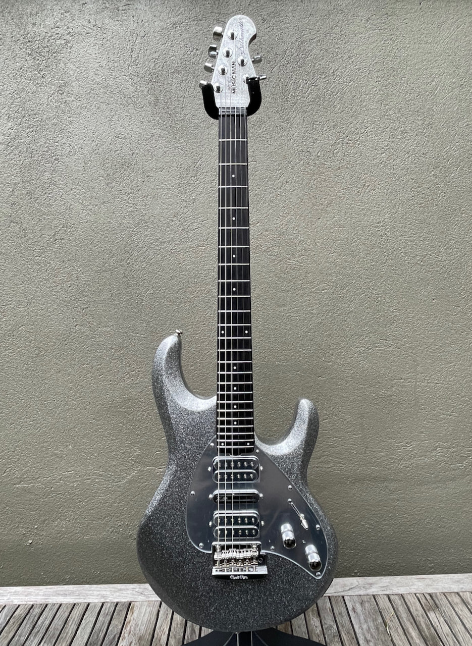 2020 Ernie Ball Music Man BFR Silhouette Silver Flake Sparkle DEMO