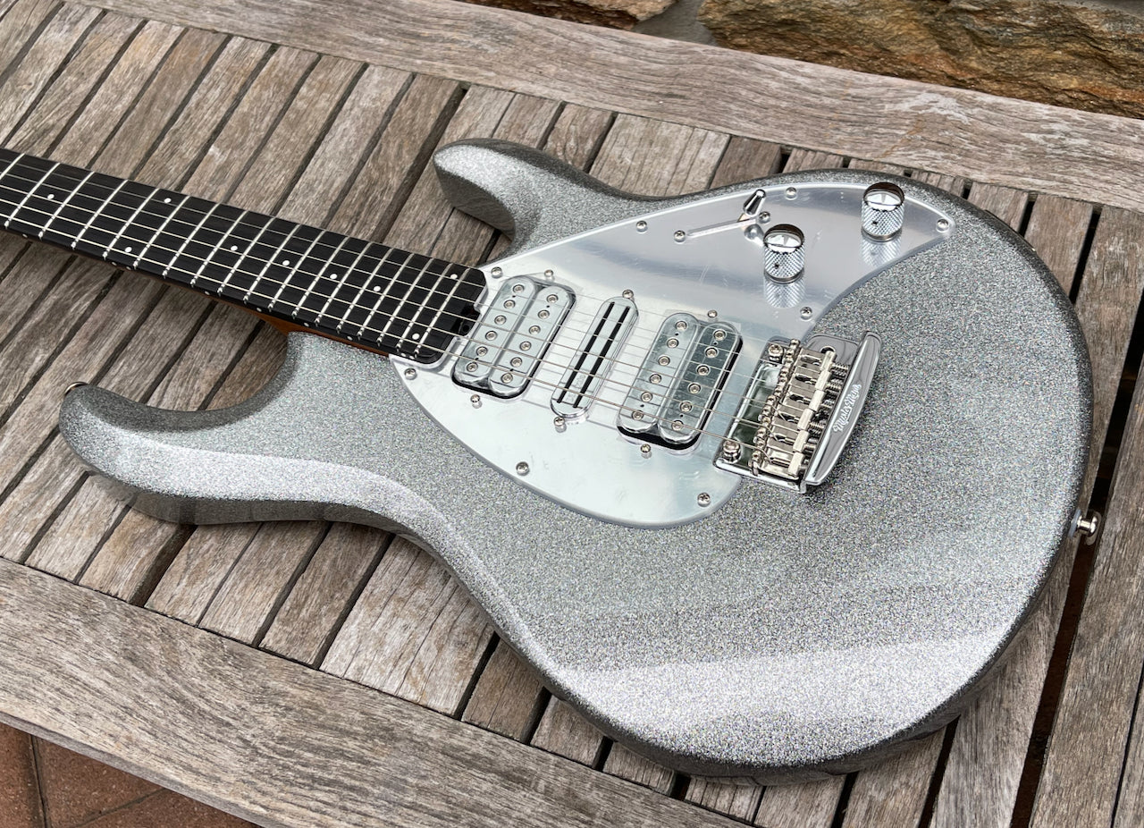 2020 Ernie Ball Music Man BFR Silhouette Silver Flake Sparkle DEMO